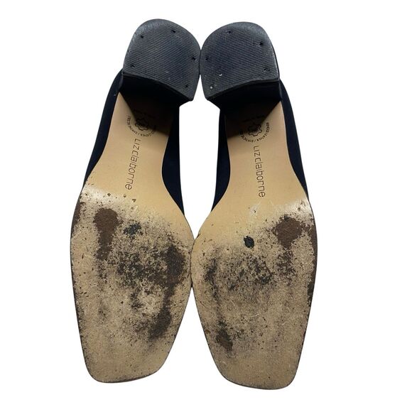Liz Claiborne Black Fabric Block Heel Pumps Square Toe Comfort Womens Size 9M - Picture 7 of 12